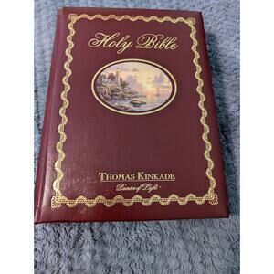 Thomas Kinkade Painter Of Light NKJV Holy Bible Burgundy Leather EUC 2002 Large